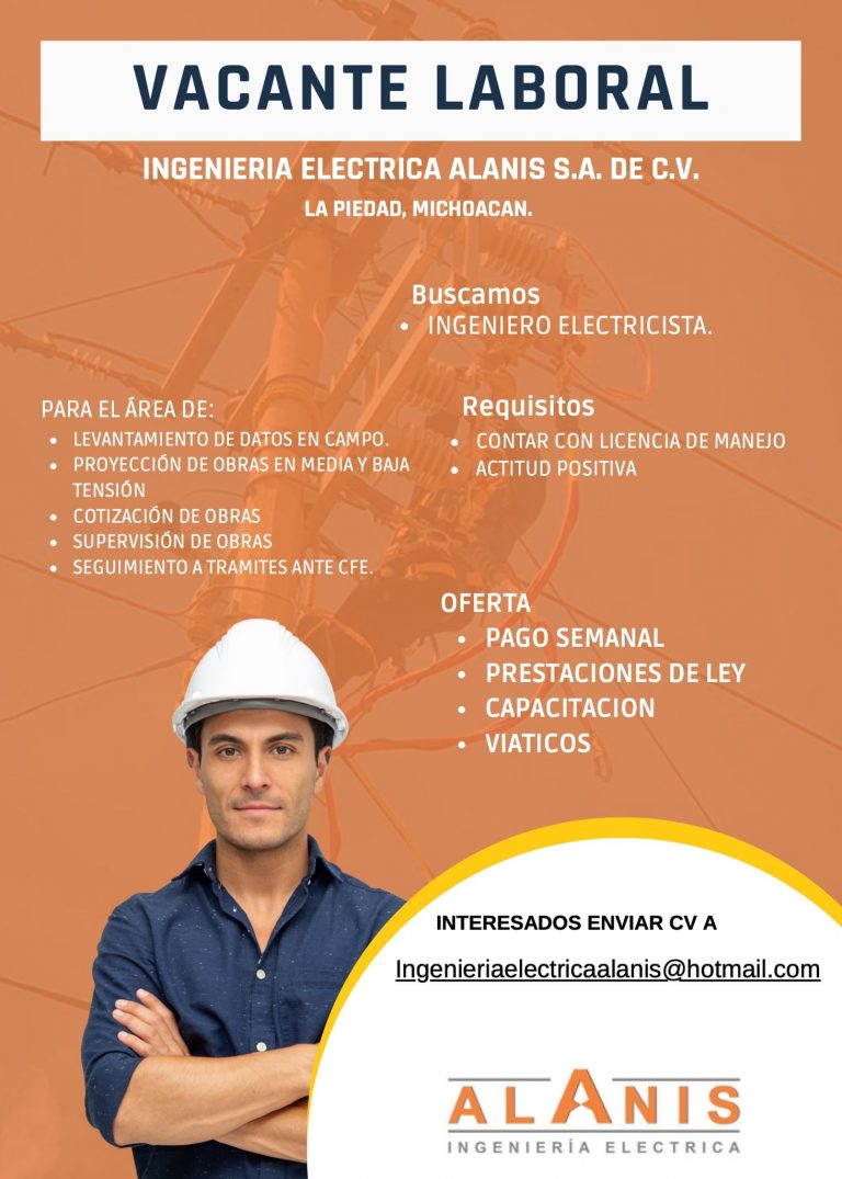 Vacante de Ingeniero Electricista Facultad de Ingeniería Eléctrica